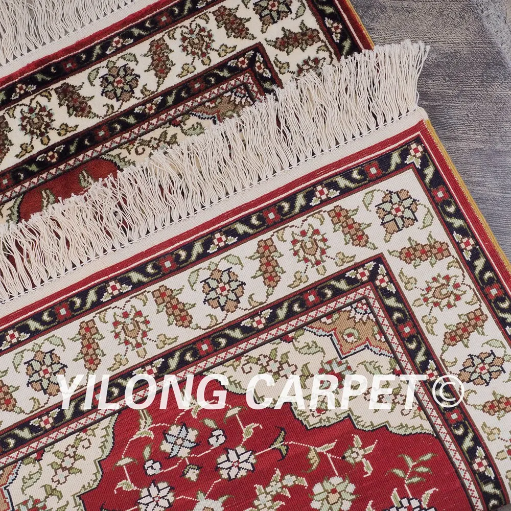 

YILONG 2'x3' red silk carpet prayer carpet handmade exquisite handmade rug (LH812B2x3)