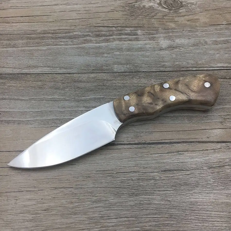 wood white Высококачественные охотничьи ножи с деревянной ручкой для кемпинга, выживания, тактический фиксированный нож, охотничий прямой нож, мини EDC инструмент - Цвет: wood white