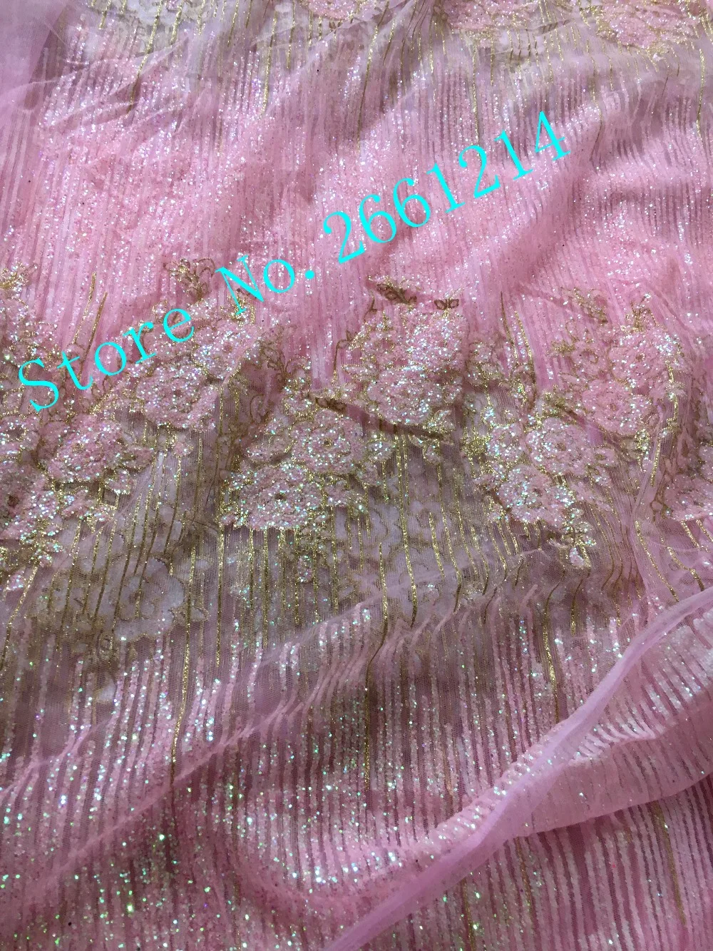 hot selling french net lace fabric with gold glued glitter fashion BZL-61205 african tulle | Дом и сад