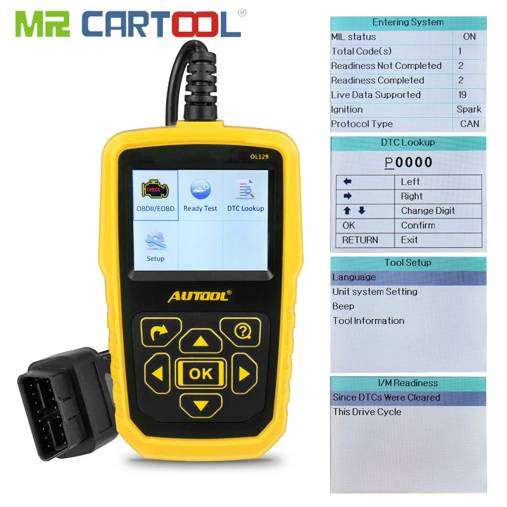 AUTOOL OL129 OBD2 EOBD может Универсальный Автомобильный сканер двигателя ошибка