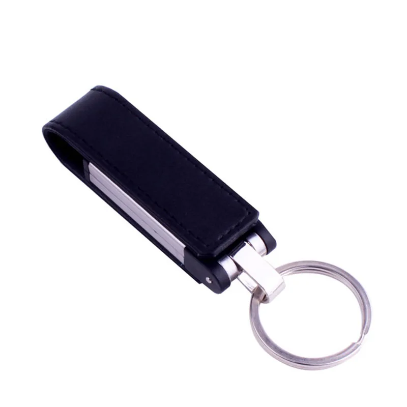 Логотип Jaster Кожа usb с металлическим брелком USB флэш-накопитель Флешка 4 ГБ 8 ГБ 16 ГБ 32 ГБ 64 Гб карта памяти - Цвет: Black