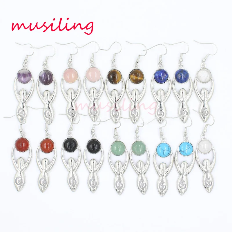 

Chakra Earrings Wedding Jewelry For Women Yoga Natural Stone Healling Earring Crystal etc Accessories Ear Jewelry 10Pairs