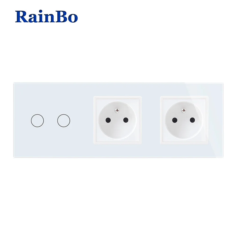 RainBo кристально стеклянная панель Франция Power Socket EU Touch Control экран настенный