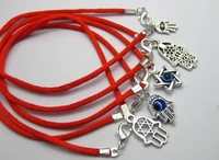 10 mixed kabbalah hand charms red string good luck bracelets