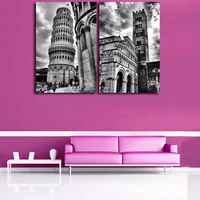 leaning tower white landscape painting printed on canvas two pieces vintage scenery poster for home living room artwork unframed