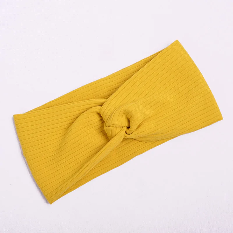 yellow 1 Solid Color Twist Headbands for Women Soft Turban Hairband Cross Knot Head Band Girls Elastic Hair Band Hair Accessories - Color: yellow 1