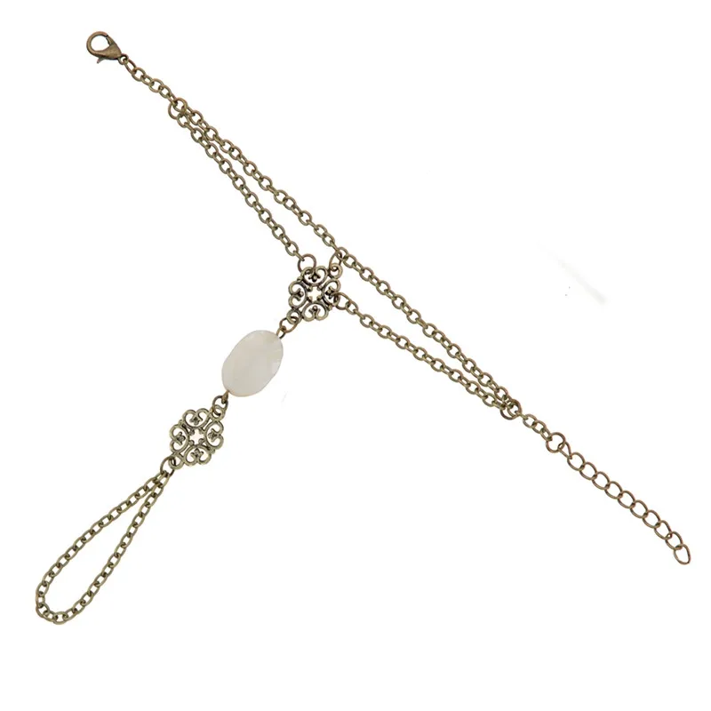 PINKSEE Vintage Hollow Flower Shell Charm Slave Bracelet Finger Chain Hand Harness Women Fashion Jewelry | Украшения и аксессуары