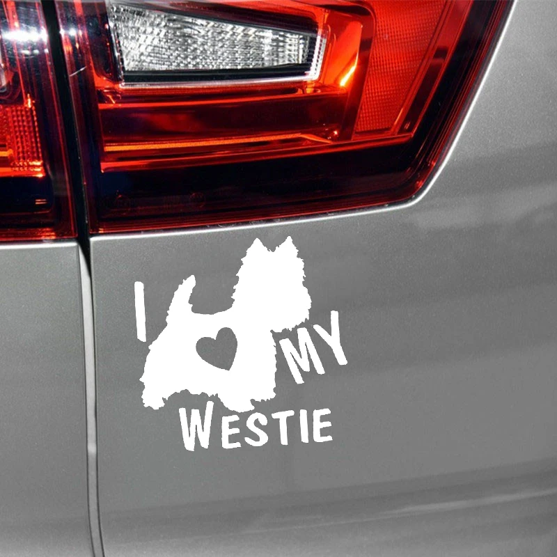 YJZT 14 см* 13,8 см I LOVE MY weestie Terrier собаки виниловые автомобильные наклейки черный/серебристый C10-00298