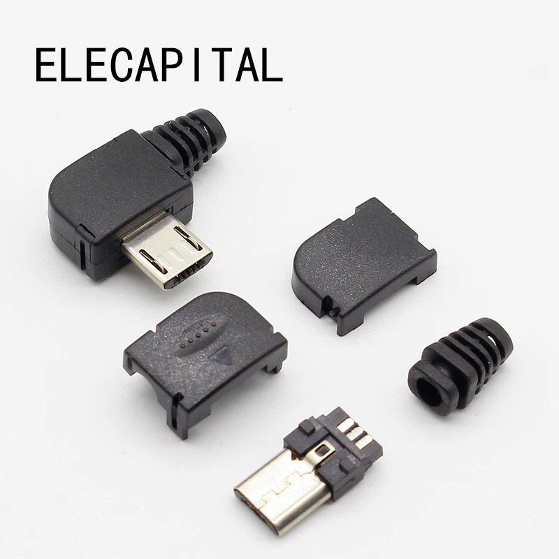 10 компл./лот Micro 5P USB штекер Тип припоя хвост шт. Штепсель для зарядки 90 градусов