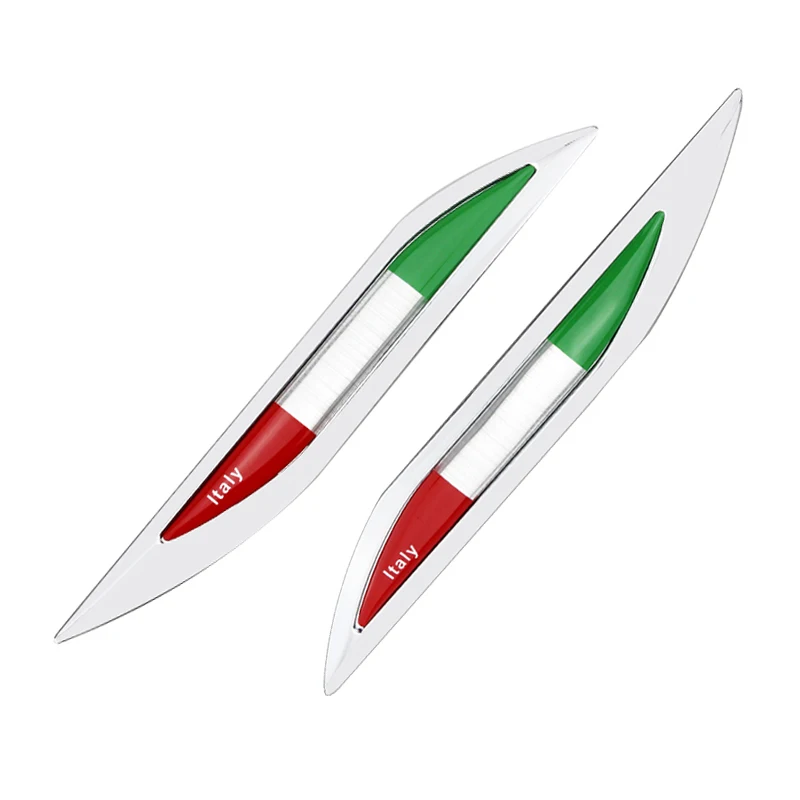 New Car Sticker Salix Leaf Shape Italian Flag Metal Side Blade Fender Vinyl Decal Refitting Styling Accessory | Автомобили и
