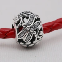 authentic 925 sterling silver beads dragonfly rose hollow crystal bead for original pandora charm bracelets bangles jewelry