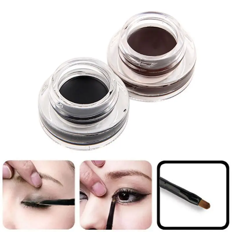 Natural Make Up Waterproof Cosmetics Set Eye Liner Cream Best Seller 2 in 1 Coffee + Black Gel Eyeliner New |