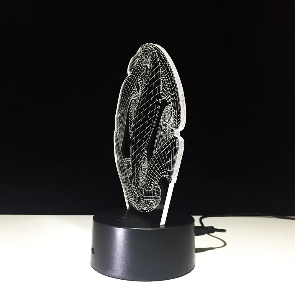 Новинка акриловая 3D лампа USB ночной Светильник абстрактный узор сменные цвета