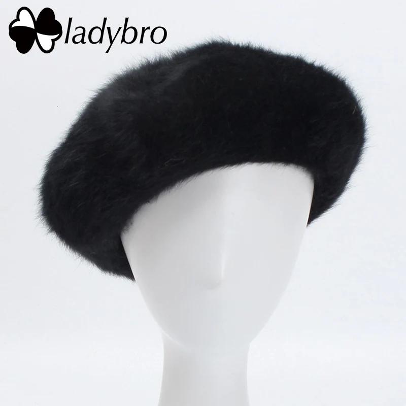 Ladybro, элегантный однотонный берет, шапка для женщин, Ribbit, меховая шапка, Осень-зима, теплая вязаная шапка, шапка для женщин, шапка s Lady Boina Feminino - Цвет: 008
