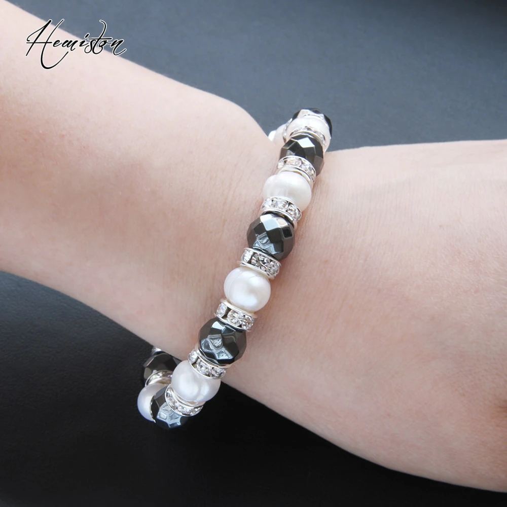Браслет из гематита Thomas с пресноводным жемчугом браслет бусин Стразы фирменной