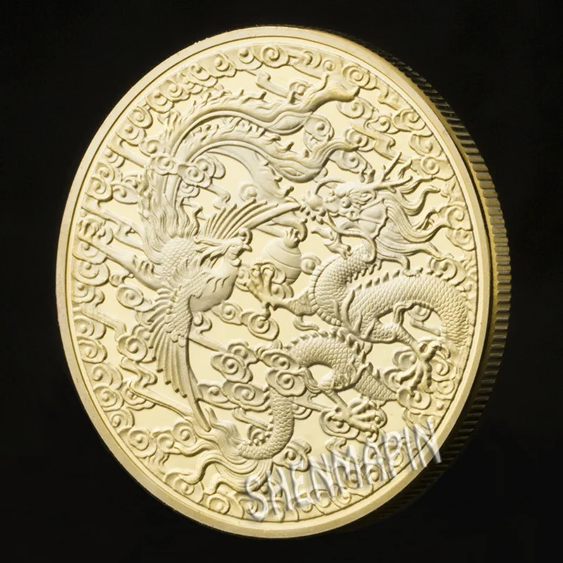 Китайские сокровища Longfeng Chengxiang памятная монета Зодиак монеты с животными коллекционные вещи китайская культура искусство дракон феникс монета