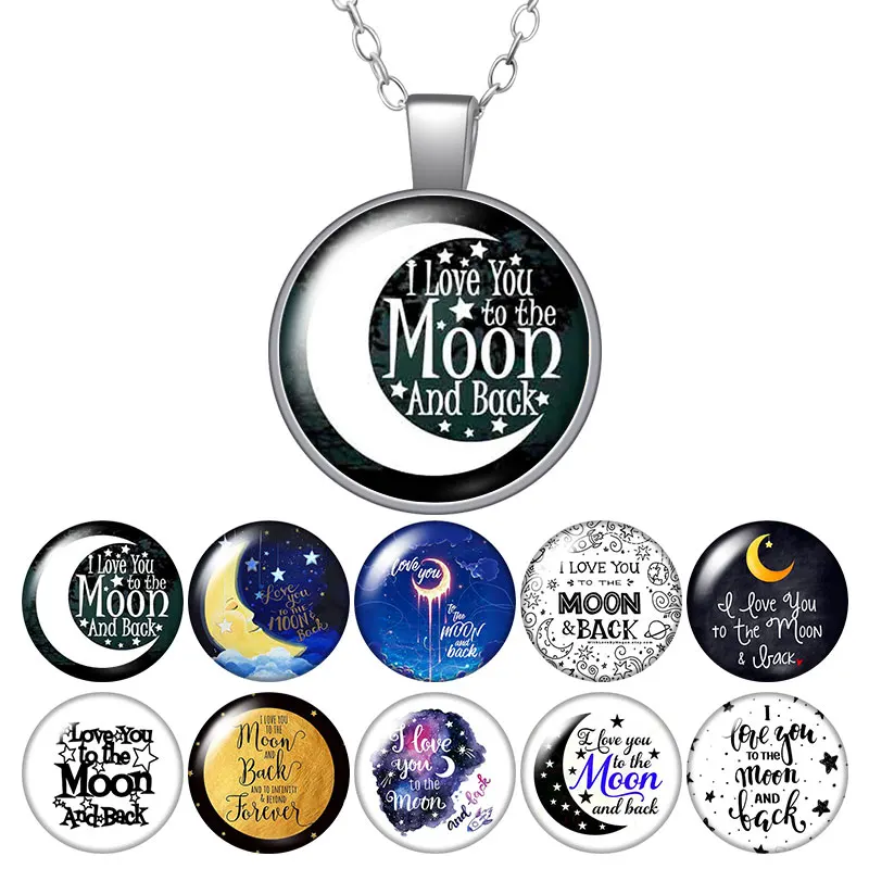 

"I Love you to the Moon and Back" фото серебряного цвета/бронзовое ожерелье с подвеской стеклянный кабошон ювелирные изделия для девочек подарок на день ...