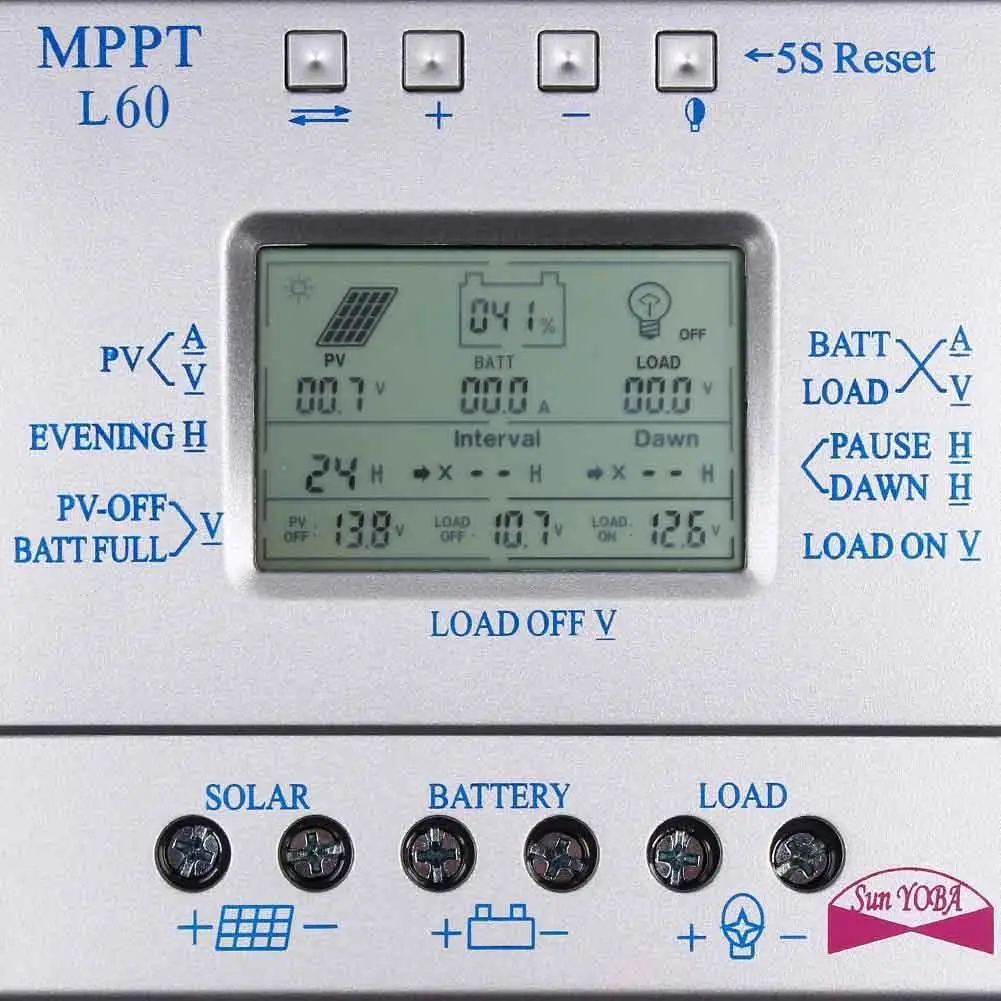 Интеллектуальный контроллер заряда 60 А регулятор MPPT солнечной панели