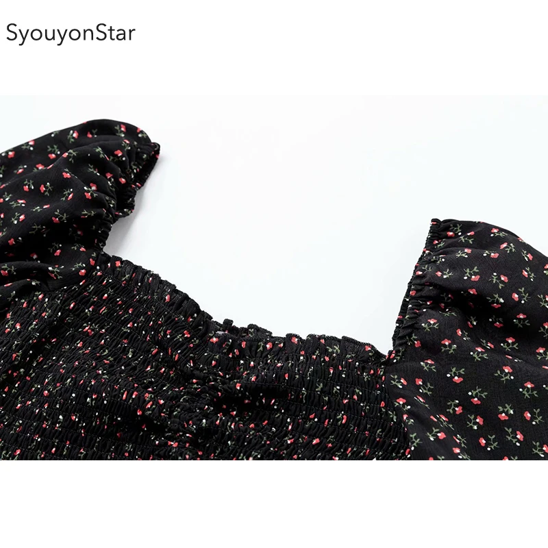 Женская блузка с длинным рукавом souyonstar Элегантная цветочным принтом в Корейском