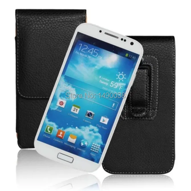 Высококачественный черный кожаный чехол с зажимом для ремня Samsung Galaxy S4 i9500