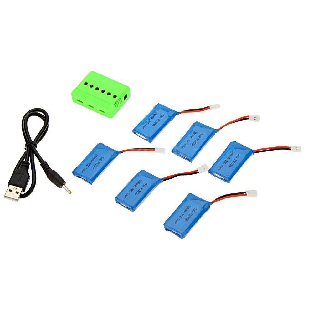 X6 Зарядное устройство с 6 шт. 3 7 V 380 mAh литий полимерный Батарея для Hubsan X4 H107/L/C/D