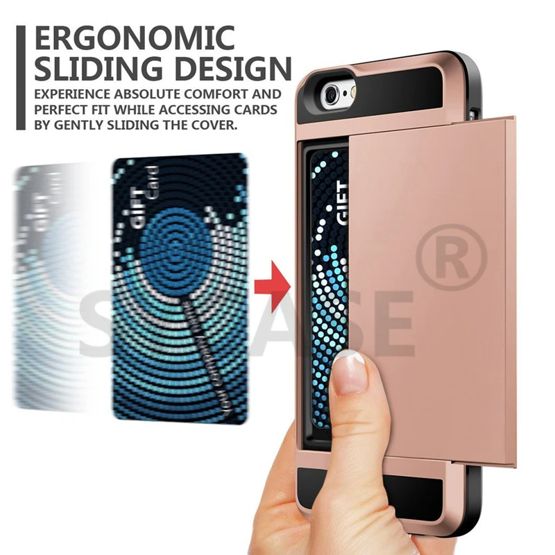 SYCASE For Samsung Note 9 8 5 4 3 Hybrid Case Slide Card Slot Holder Soft Silicone Hard Plastic Armor Back Cover case |