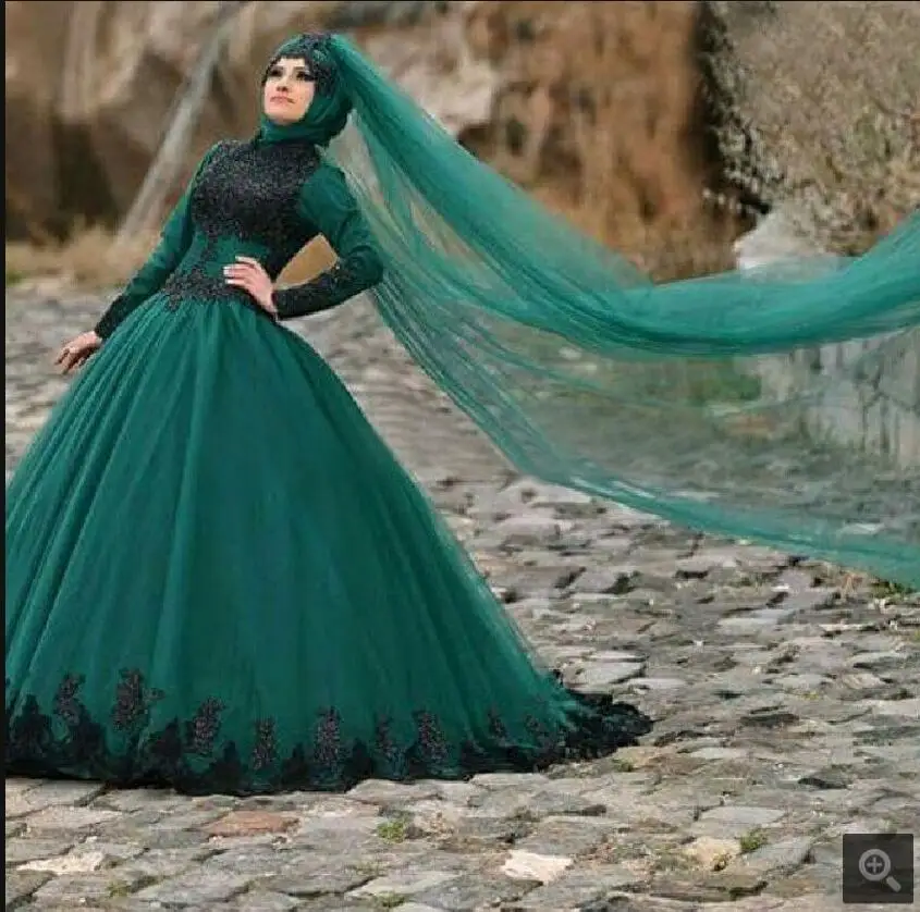 Зеленые скромные мусульманские платья для выпускного вечера с длинными рукавами
