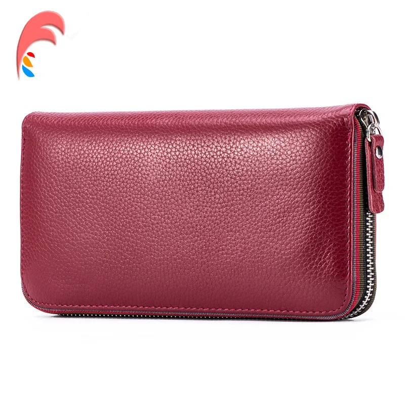 Роскошный женский бумажник из натуральной кожи Женский винно красный держатель для кредитных карт женские