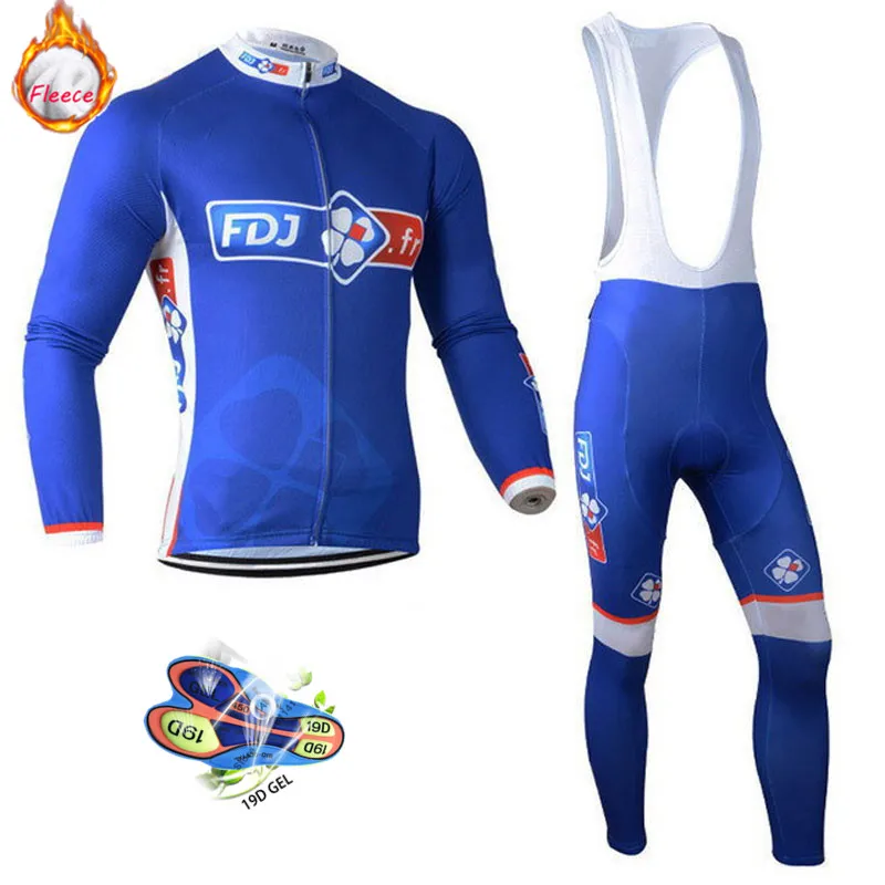 FDJ Pro Team велосипедные майки набор зимний термальный флис с длинными рукавами гонки MTB Майо велосипед одежда Traje de ciclismo
