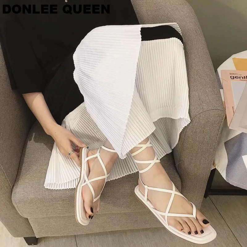 Сандалии DONLEE QUEEN женские с перекрестными ремешками босоножки-гладиаторы на