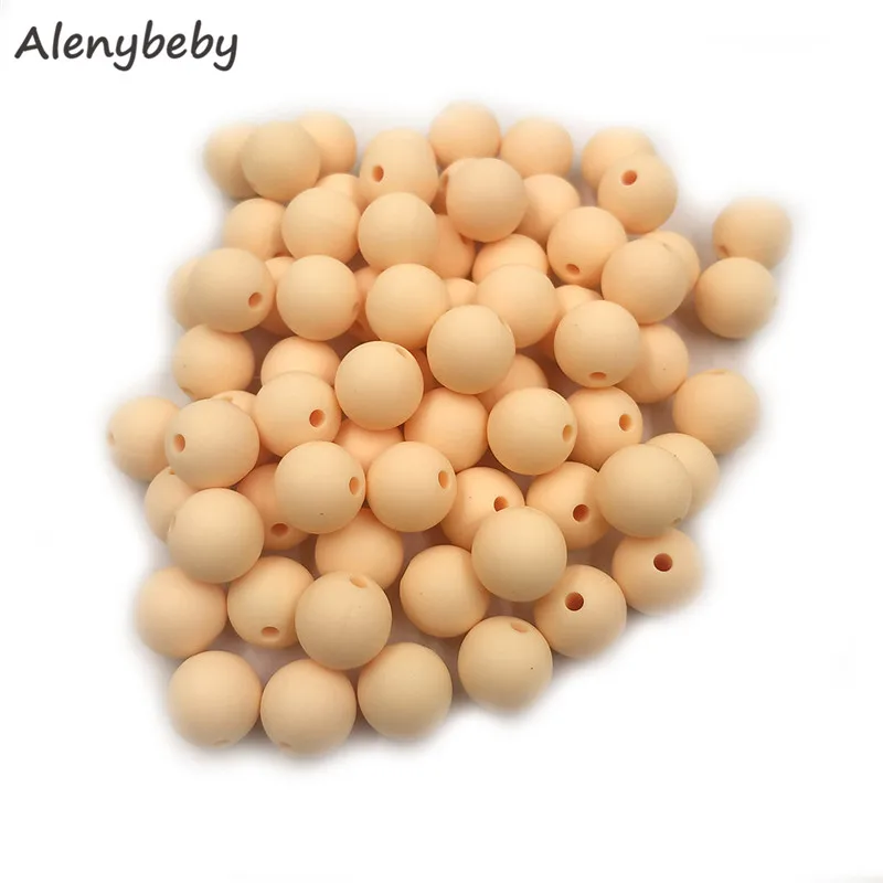 Beige 100 шт., для пищевых продуктов круглые силиконовые бусы 15 мм детский аксессуар для прорезывания зубов игрушка DIY соска цепи уход детский прорезыватель BPA бесплатно - Цвет: Beige