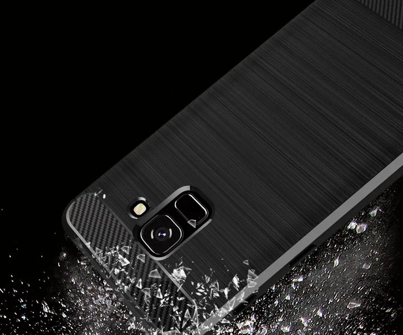 Phone Case for Samsung Galaxy A8 Plus 2018 Carbon Fiber Soft TPU Silicone Brushed Anti-knock Back Cover | Мобильные телефоны и