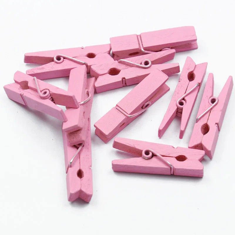 2pink 35x7 мм 10 шт. DIY много цветов Большая деревянная вешалка для одежды прищепки зажимы офисные вечерние украшения Аксессуары фото прищепки - Цвет: 2pink