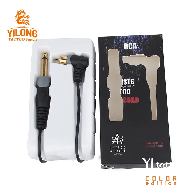 

YI88in Copper RCA Tattoo Clip Cord Black Soft Silicone Right Angle L Type Connector Wires For Rotary Tattoo Machine Power Supply