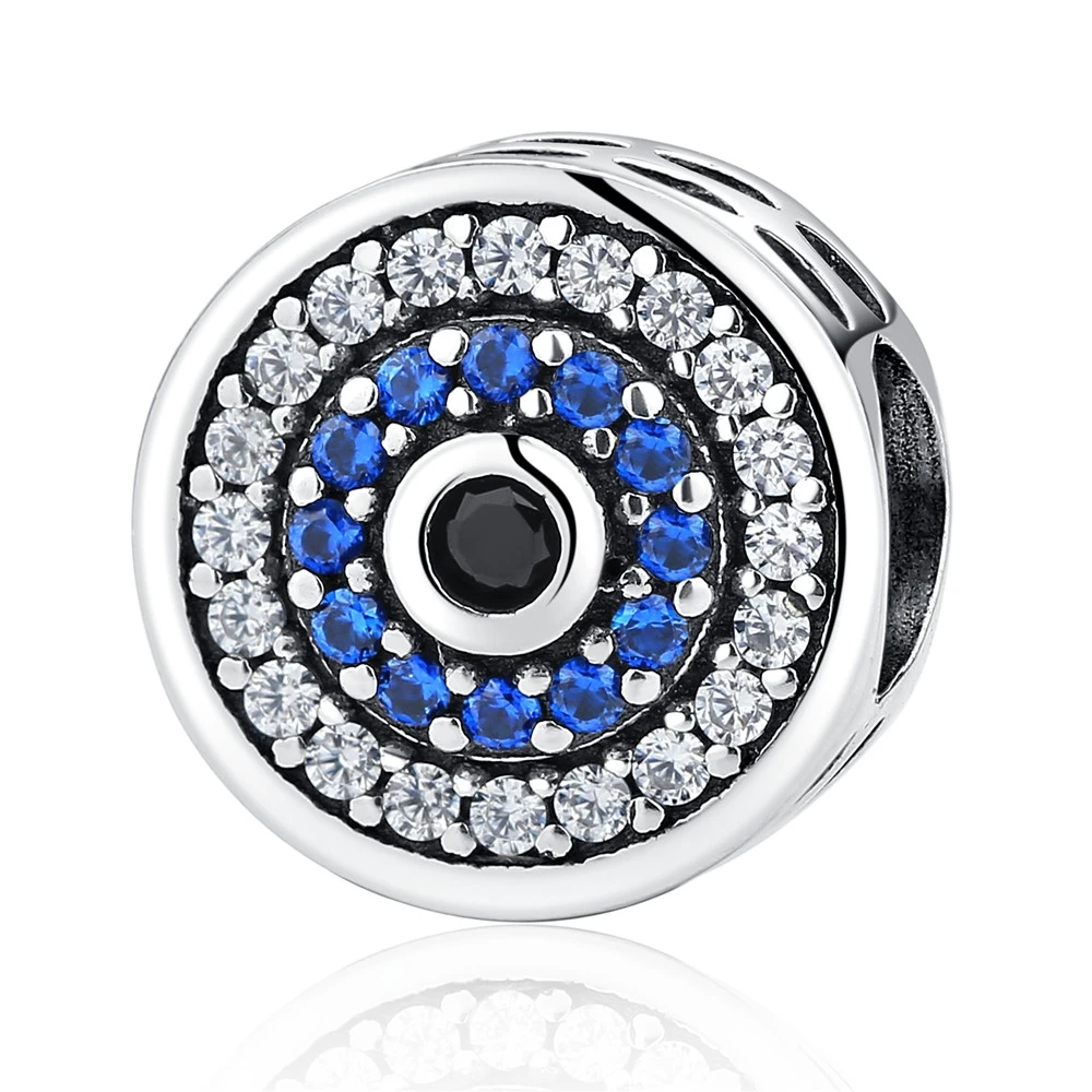 scc092-0 Браслет Pandora, ожерелье из бисера, серебро 925 пробы, синие глаза, циркониевые бусины, Шарм для женщин, модные украшения - Цвет: scc092-0