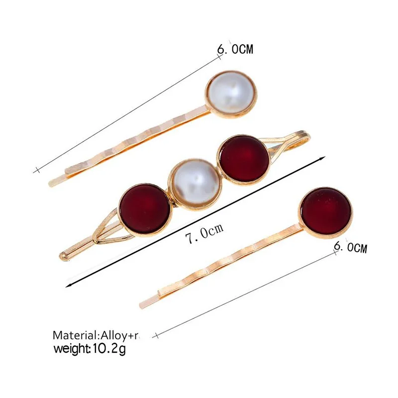 3 шт./компл. круглый искусственный жемчуг из смолы заколки для волос бижутерия