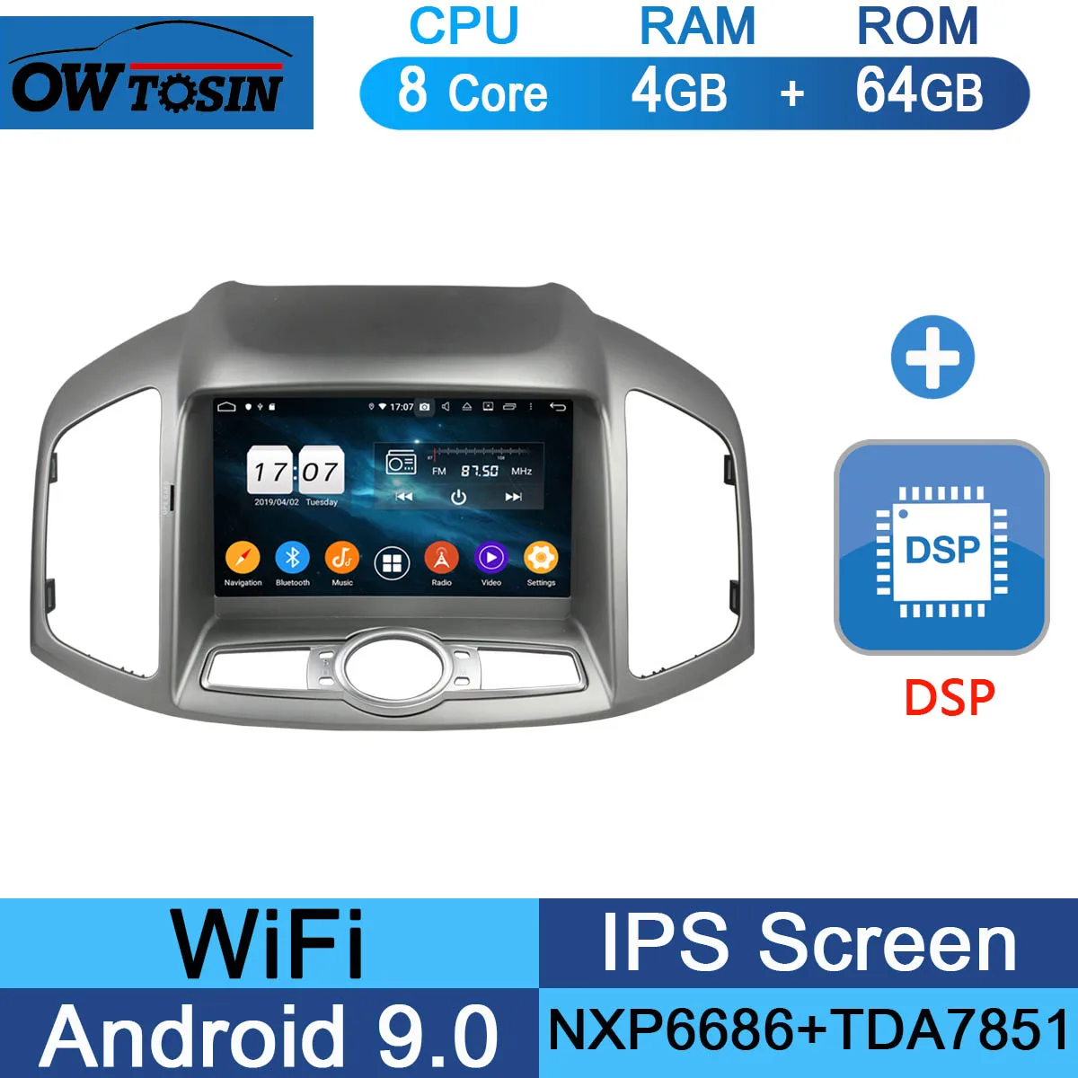 64G DSP " ips 1920*1080 8 Core 4G ram+ 64G rom Android 9,0 автомобильный dvd-плеер для Chevrolet Captiva 2011- DSP радио gps Parrot BT Adas - Цвет: 64G DSP