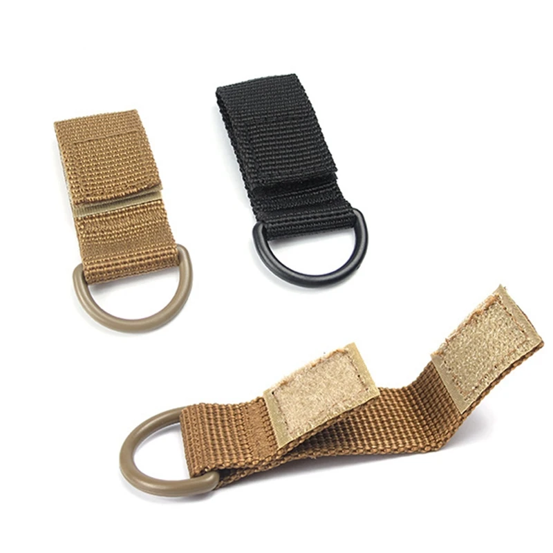 1Pc Tactical Multifunction Nylon Molle Webbing Belt D-Ring Carabiner Magic tape Hanging Keychain Backpack Hook molle buckle