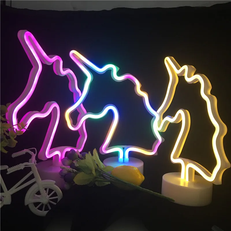 Leedome Led Neon Light Единорог фонарь ночник AA батарея для Праздничная декорация