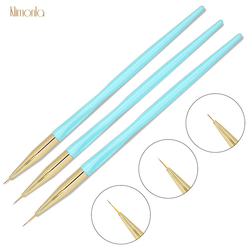 3 шт./компл. лайнер для дизайна ногтей кисть рисования с синей ручкой УФ гель