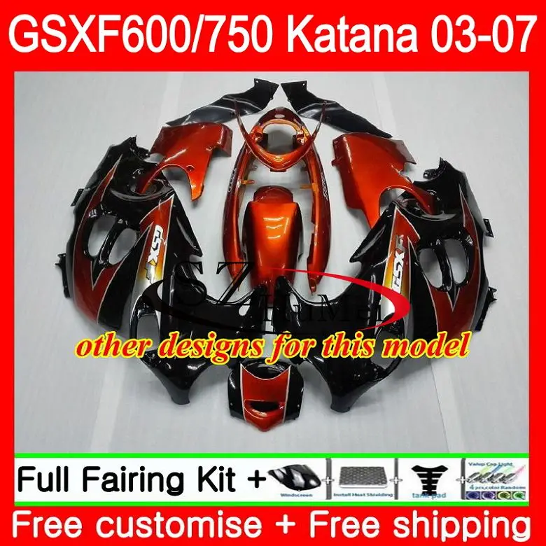 Корпус для SUZUKI глянцевая черная Катана GSX750F GSXF 750 600 34SH15 GSXF600 03 04 05 06 07 GSXF750 2003 2004 2005