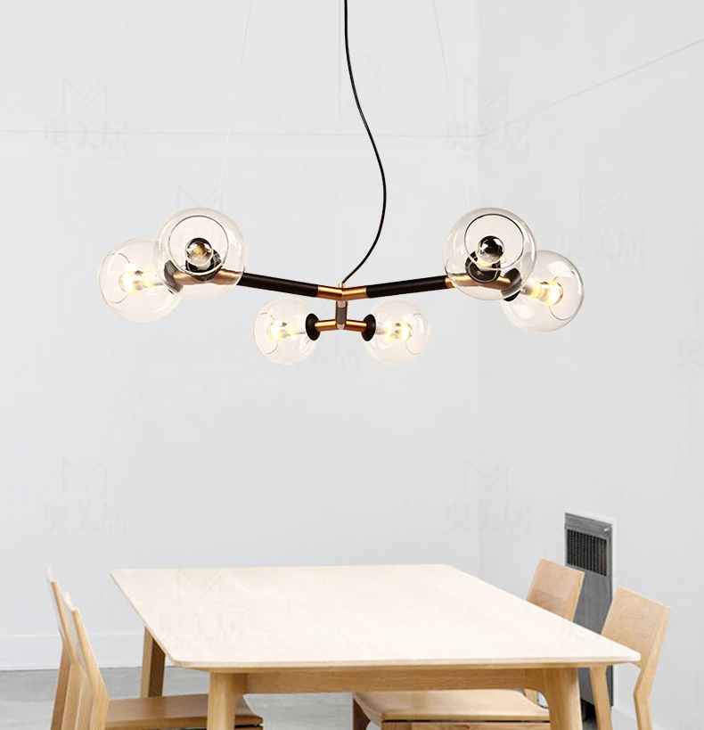 Американский Ретро Треугольный металлический 6 свет D70cm Lustre Led люстра прозрачные стеклянные оттенки кулон Хрустальная люстра лампа