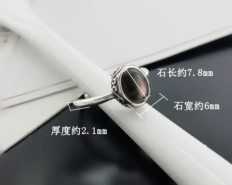 Natural Black Mother Pearl Stone Solid Silver 925 Rings For Women Simple Thin Band Thai Silver Pure Sterling Silver 925 Jewelry