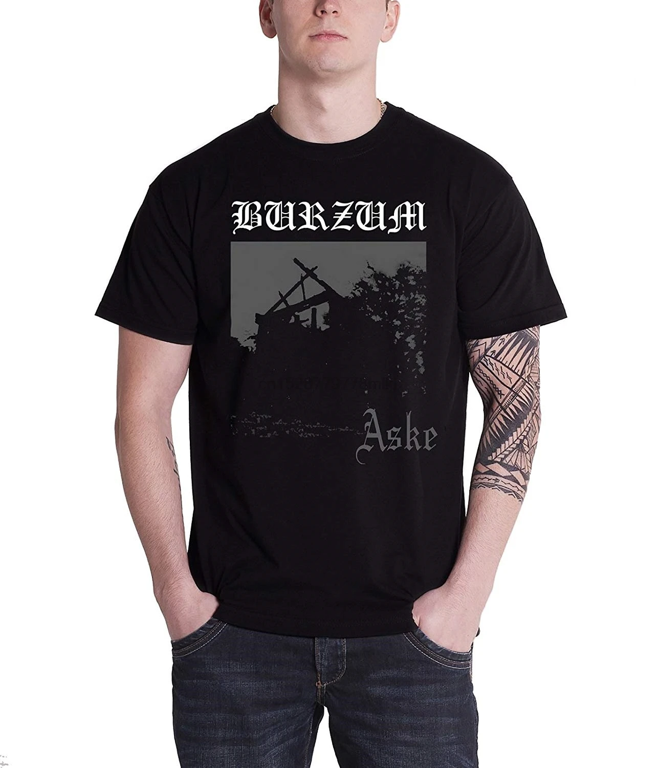 Мужская футболка Burzum черная Aske с обложкой для альбома Официальный Летний стиль