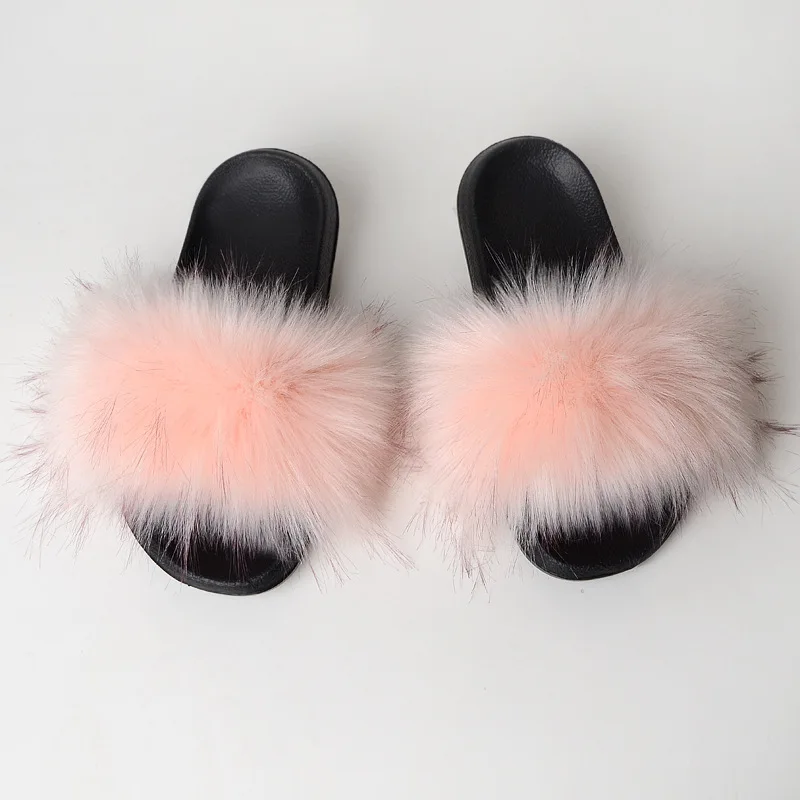 

Made hand fox fur slippers female summer fashion wear a word drag imitation scorpion fur grass beach shoes casual sandals