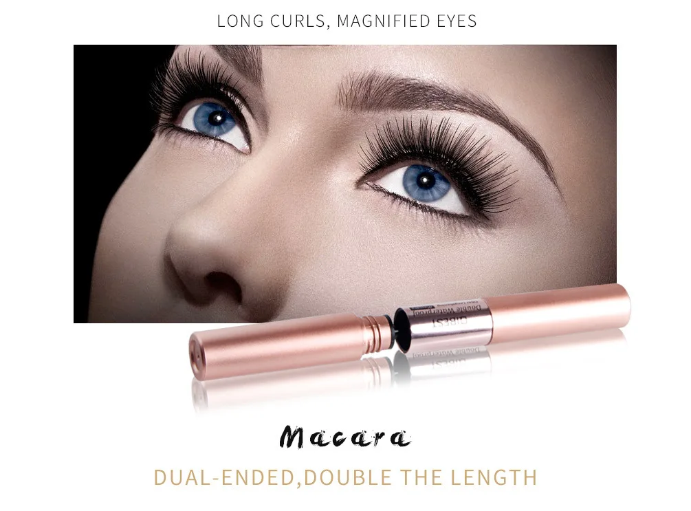 Тушь для ресниц с двойной головкой 4D из шелкового волокна, Водостойкая тушь для ресниц, тушь для ресниц, густая, удлиняющая ресницы, косметика