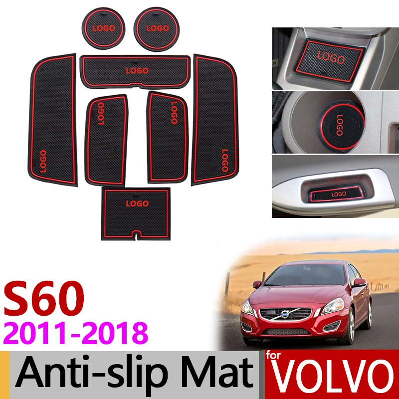 Нескользящий коврик для ворот и чашек Volvo S60 2011 ~ 2018 CC аксессуары пересеченной