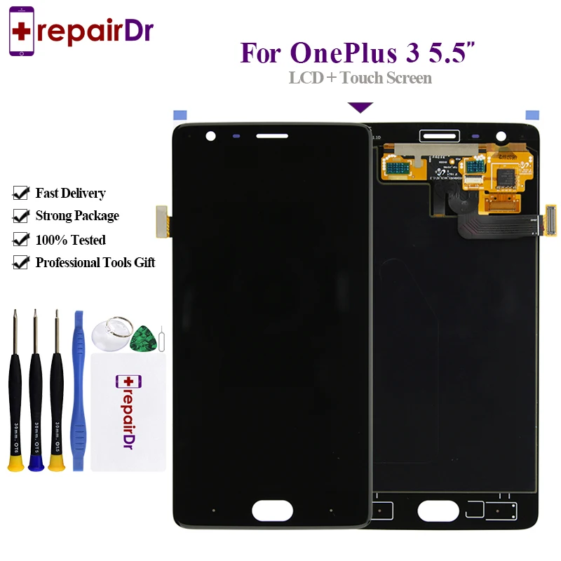 Класс SSS для Oneplus 3 ЖК-экран протестированный экран с рамкой Замена Three A3000 Lcd 5