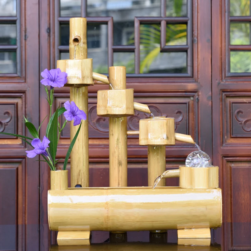 100-240 В Bamboo фэн-шуй фонтан waterwheel рабочего микро-пейзаж дом небольшой аквариум Lucky Домашний Декор свадебный подарок