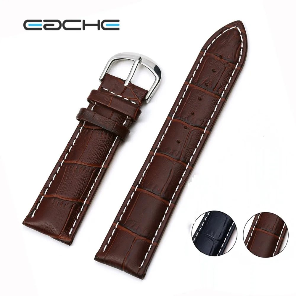 Кожаный ремешок для часов EACHE Croco с белыми резьбовыми ремешками 18 мм 20 22 мм|leather